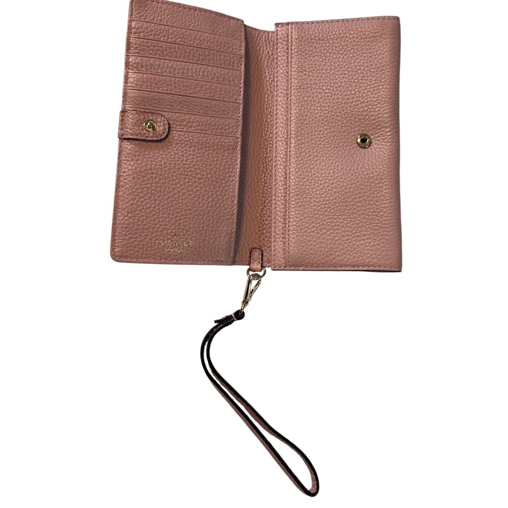 Kate Spade New York Pebbled Leather Wristlet Wallet Pink‎ NWT